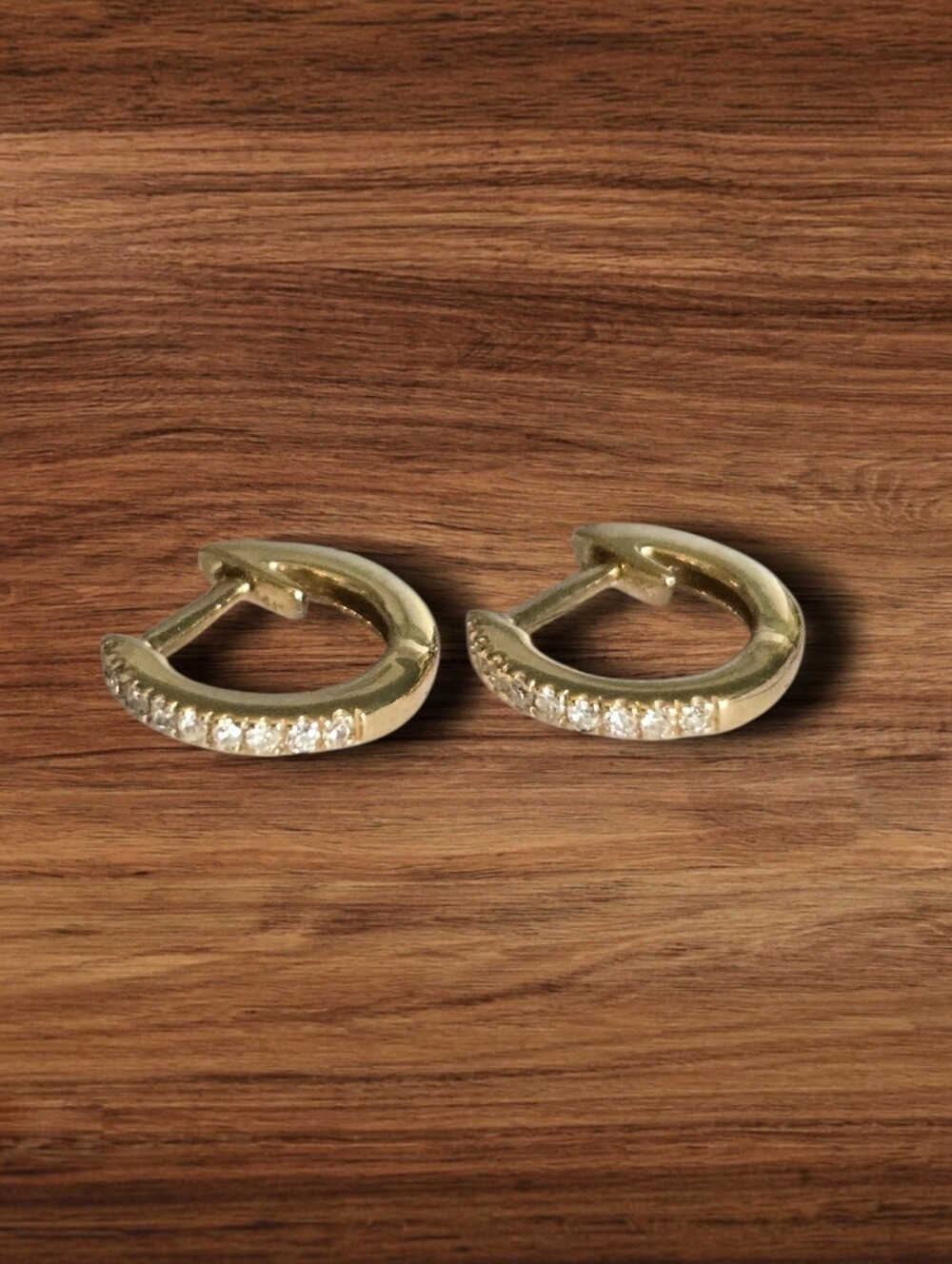 Sabrina Solid 14k Gold & Diamond Huggie Earring Set 0.05 Ct 7mm 3rd Hole Size